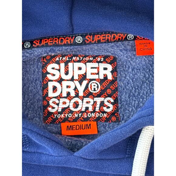 Superdry Sports Hoodie Size Medium Chest Stripe Vintage Style Spellout Logo - Picture 3 of 7